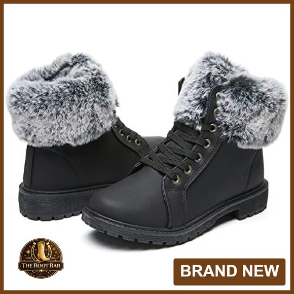 Women's Winter Snow Boots Fur Lined Waterproof Ankle Booties - Picture 2 of 8